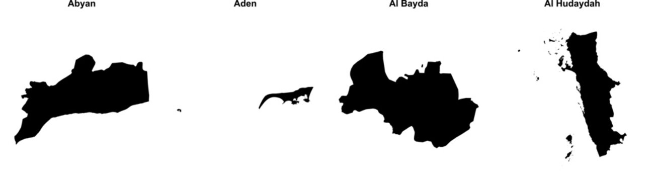 Abyan, Aden, Al Bayda, Al Hudaydah outline maps