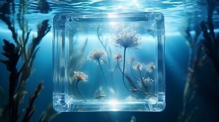 Fototapeta premium Beautiful flowers frozen in ice