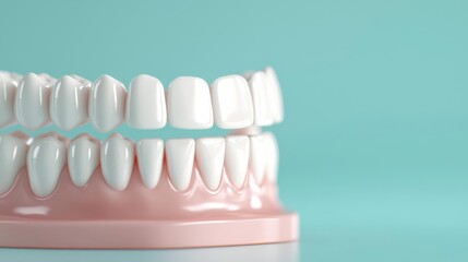 Fototapeta premium 3D render of teeth coated with a protective gel, promoting enamel health and strength, enamel care, teeth protection