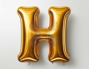 golden balloon shape for alphabet h character h on white background detailed high resolution image