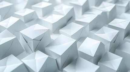 3D Origami Ballot Tile Tessellation - Minimalist Icons Forming Intricate Patterns on White Background for Voter Participation Messaging