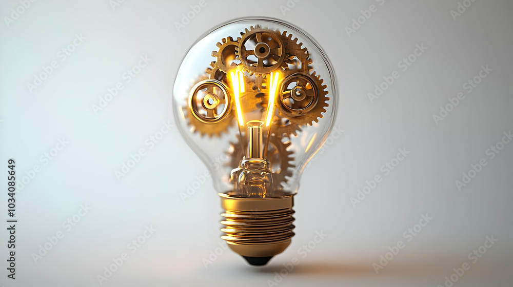 Poster 3d lightbulb and gear icon concept - vector graphic symbolizing innovative solutions in esg discussi