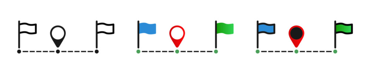Simple symbol Route location. Modern sign start and end journey. Isolated map trip icon in vector design style