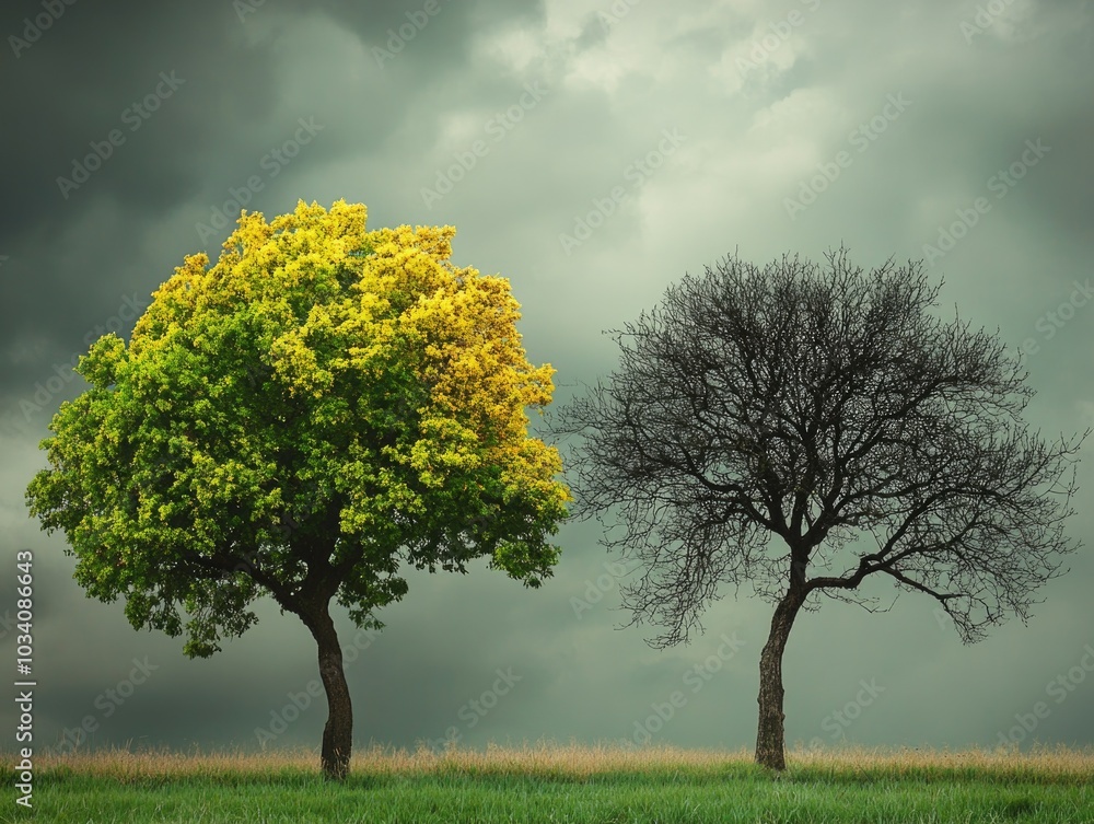 Wall mural Trees Standing in Grass