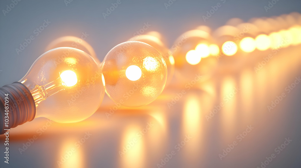 Poster 3d bokeh lightbulbs forming a bridge symbolizing innovative compromise in esg negotiations | concept