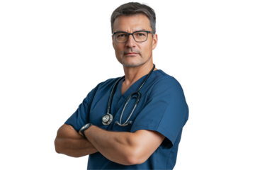 Doctor, portrait and man with arms crossed