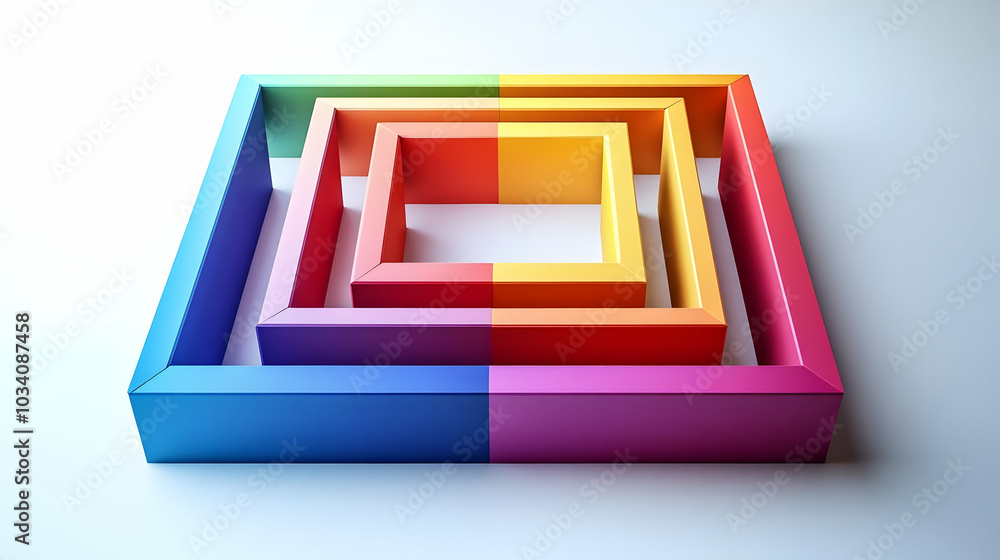 Poster 3d emotional spectrum square frame concept - medium shot of abstract squares with color gradients re