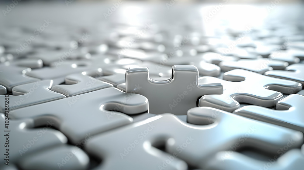 Aufkleber 3d glossy puzzle pieces concept: close up of a partial policy document with missing sections - ideal