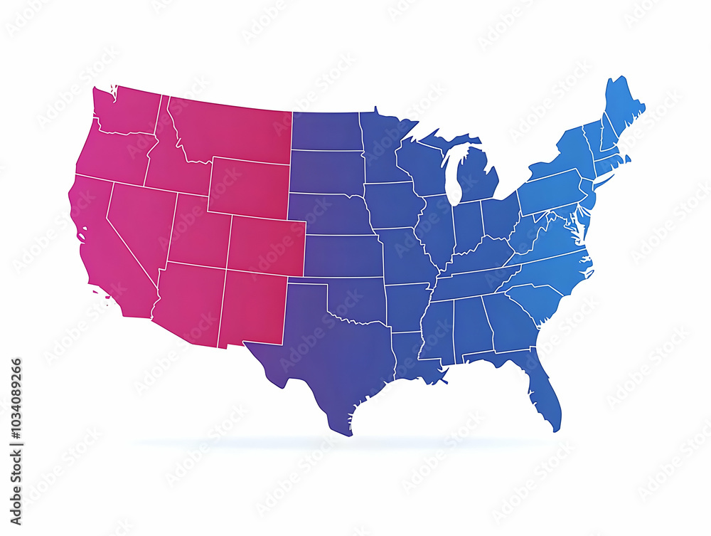 Poster flat abstract electoral map animation: animated states changing colors as votes counted - key battle