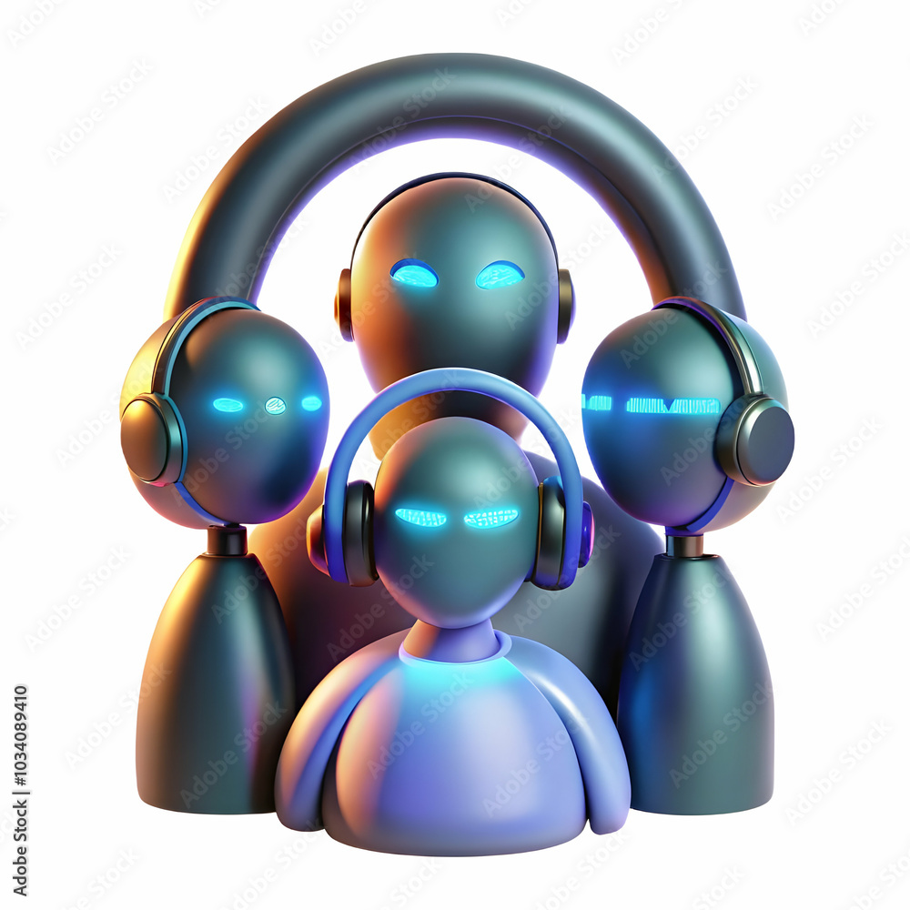 Aufkleber macro shot of family sharing headphones with glowing light: a close-up of joyful music connection in