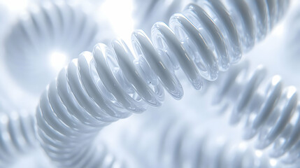 3D Cognitive Flexibility Springs: Extreme Close-Up of White Nano Springs Symbolizing Mental Adaptability on Isolated White Background for Brain Training Content