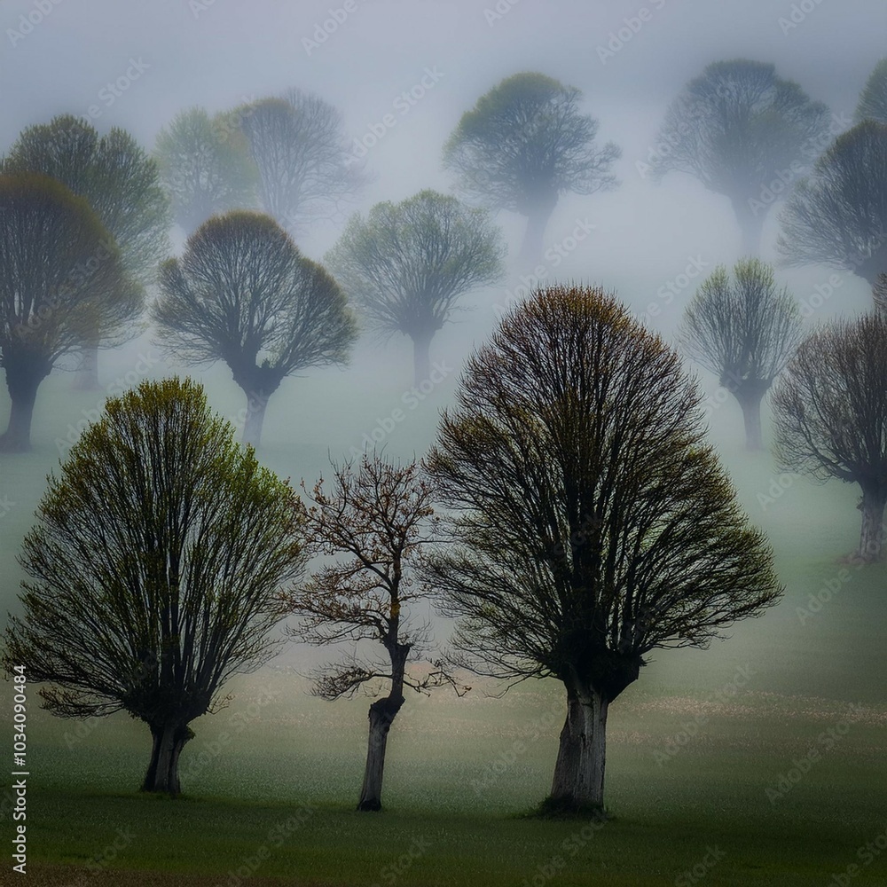 Canvas Prints trees in fog