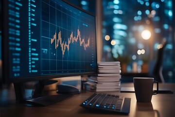 Stock Market Data Displayed on a Computer Monitor in a Modern Office