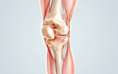 Highresolution human knee joint with exposed bones and ligaments, detailed medical anatomy, highlighting orthopedic health and biological structure