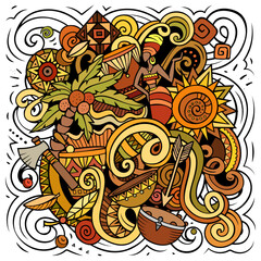 Africa hand drawn cartoon doodles illustration. Funny travel design.