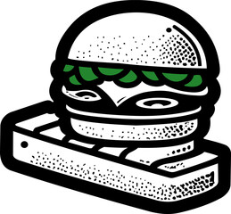food-21 burger vector BW icon