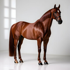 Obraz premium A majestic brown horse with a gleaming chestnut coat