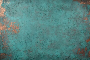 Finely Detailed Oxidized Copper Surface with Vibrant Green Patina and Textured Streaks