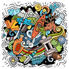 Canada cartoon doodle illustration. Funny Canadian design.
