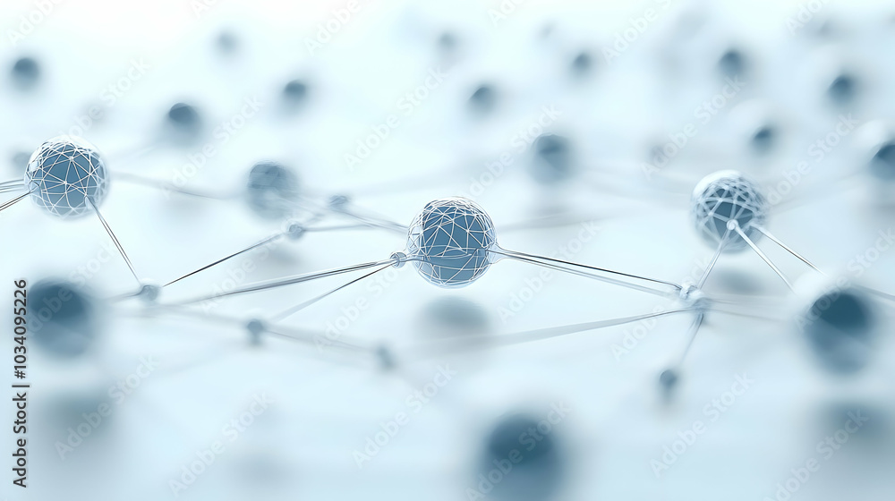 Poster 3d glossy network icons symbolizing innovation and collaboration on white background with ample copy