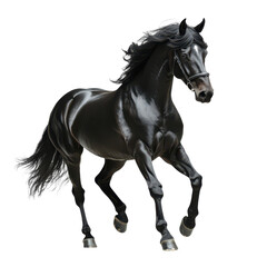 Obraz premium Majestic black horse galloping gracefully in a bright setting