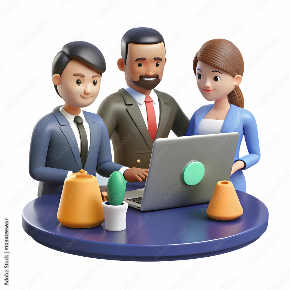 Aufkleber team collaborating on laptop during project review - candid office shot representing productivity an