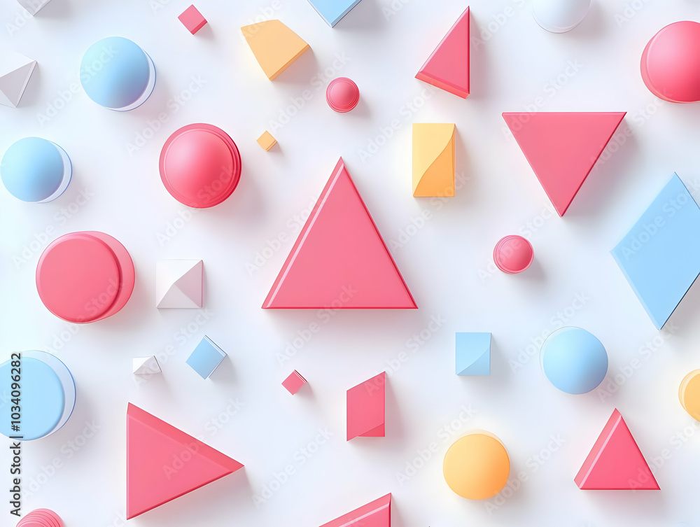 Poster flat abstract political party symbols in 3d - geometric shapes interconnected against soft gradient 