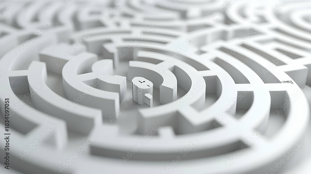 Poster 3d integrity lock and key maze design: minimalist security concept for election safety with navigati