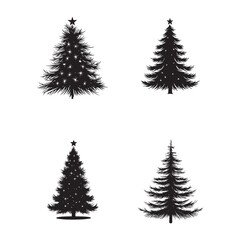 Obraz premium vector of black silhouette of Tinsel Tree
