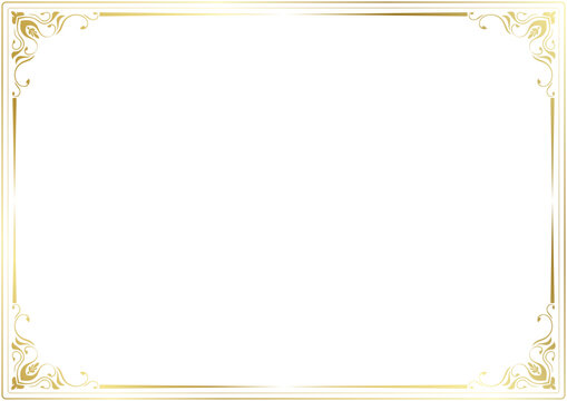 Vintage gold border, A4 size, for decorating paper edges.