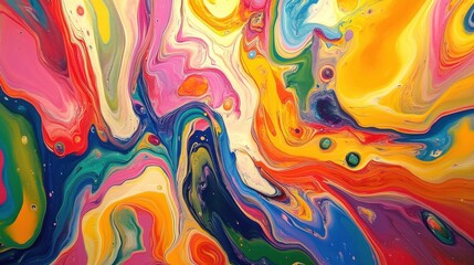 The abstract painting invited viewers to find their own meaning within its vibrant swirls.