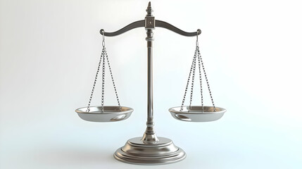 3D Glossy White Balance Scales on Reflective Surface - Close-Up Emphasizing Equilibrium with Room for Mental Balance Messaging, Iconic Concept Design