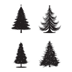 Obraz premium vector of black silhouette of Tinsel Tree