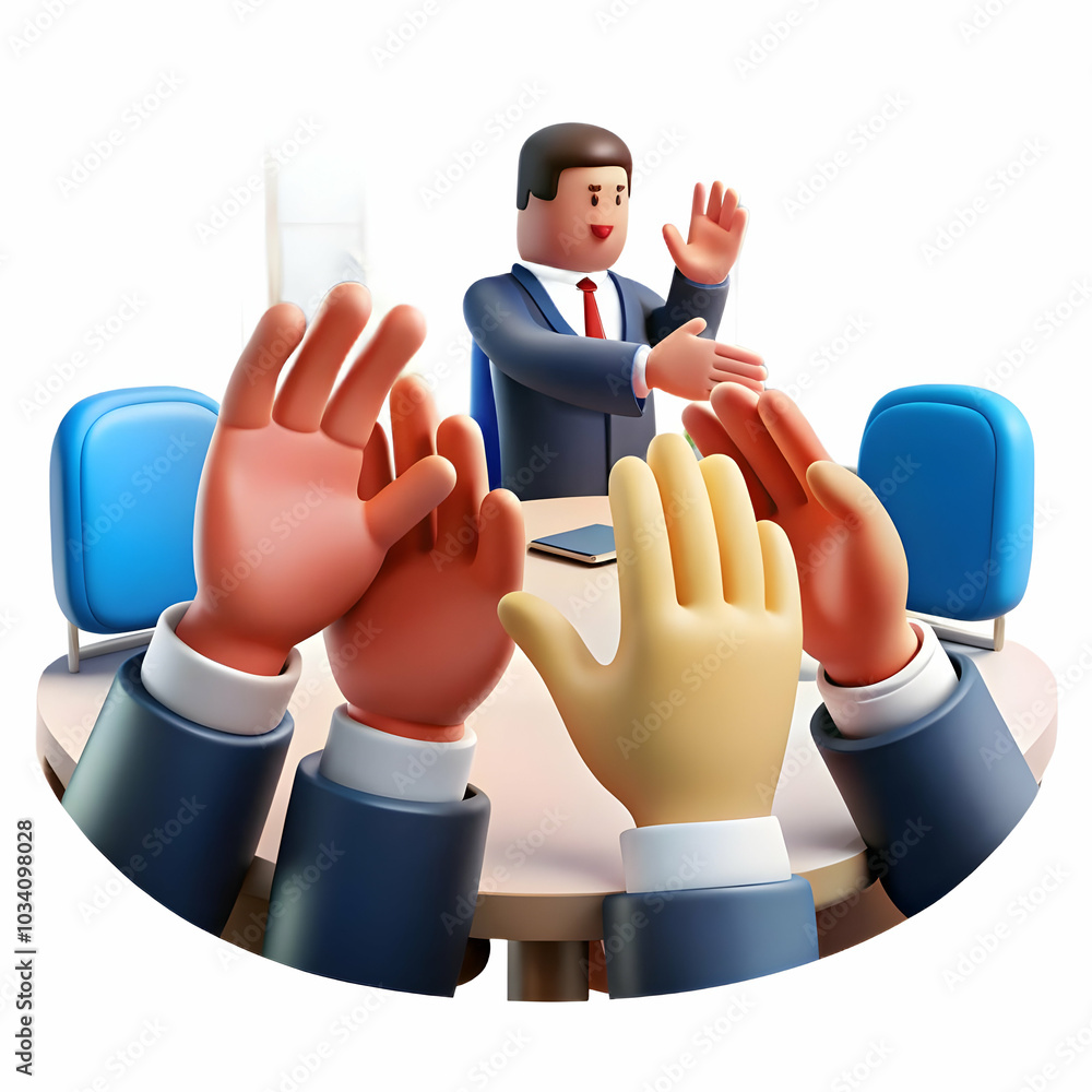 Aufkleber close-up of hands gesturing during meeting with soft bokeh background - highlighting teamwork, commu