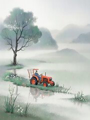 Rain Water: Spring rain is continuous, moistening the earth, farmers begin spring plowing.
