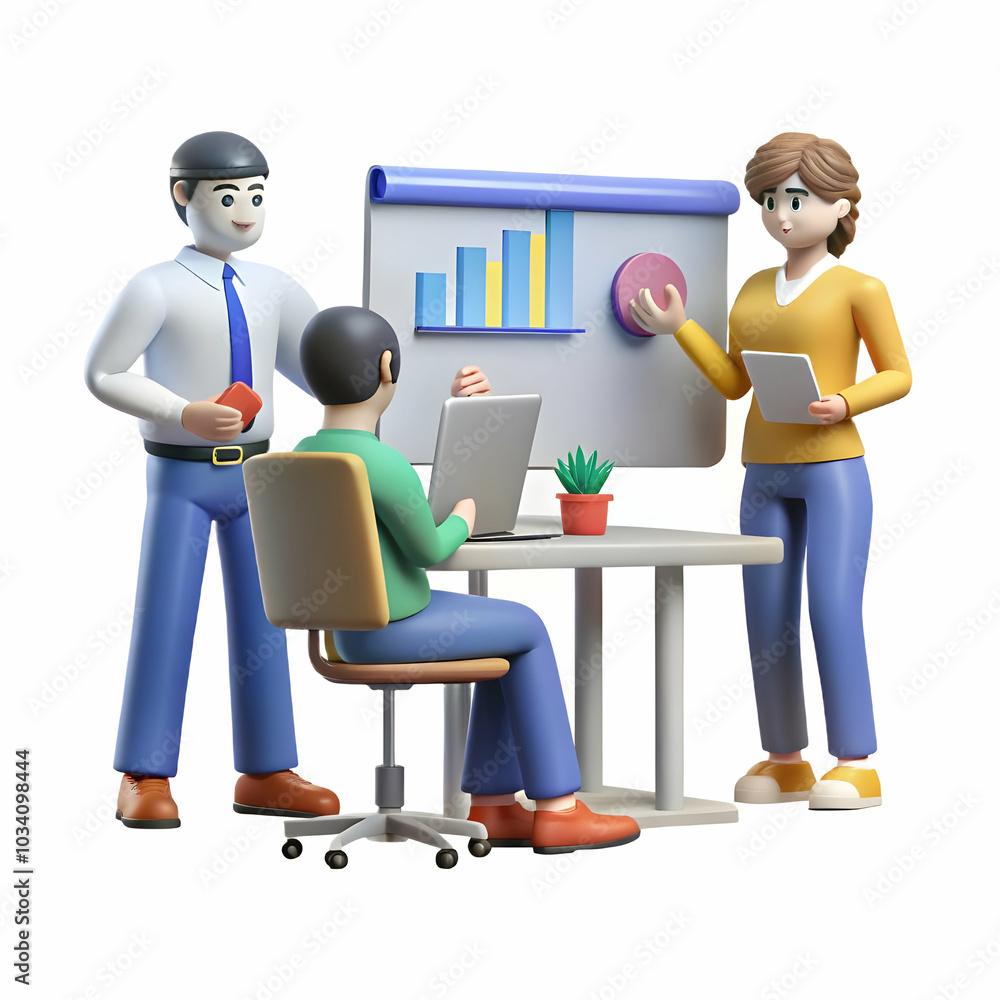 Poster candid office shot of team collaborating on business presentation with copy space - teamwork product
