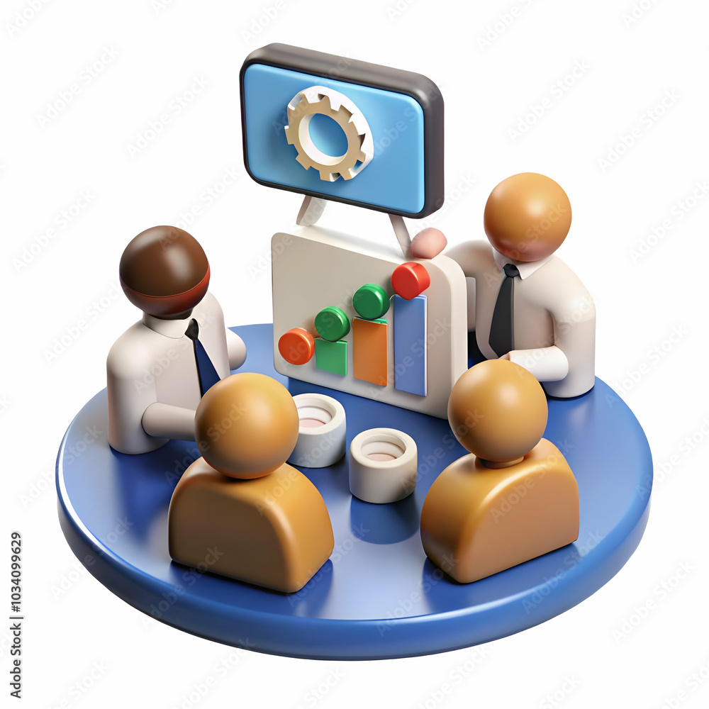 Aufkleber team collaborating on innovative ideas over a digital screen with glossy white background � modern s