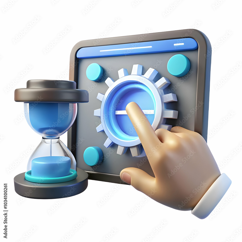 Aufkleber macro shot of fingers adjusting a virtual meeting timer - glowing digital interface concept for time
