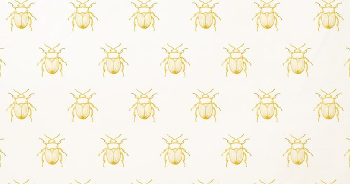 beetle hand drawn gold pattern background