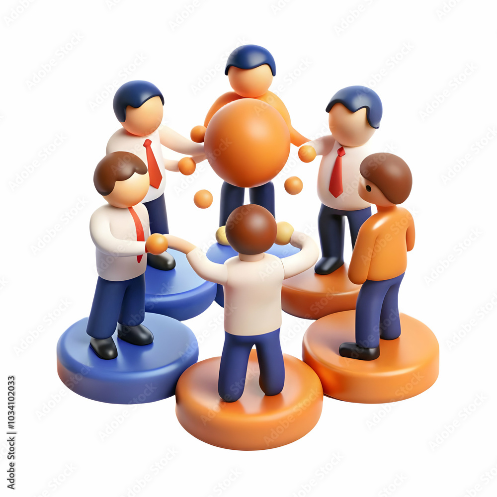 Poster harmonious team building: colleagues engage in fun activities - abstract soft background with bokeh 