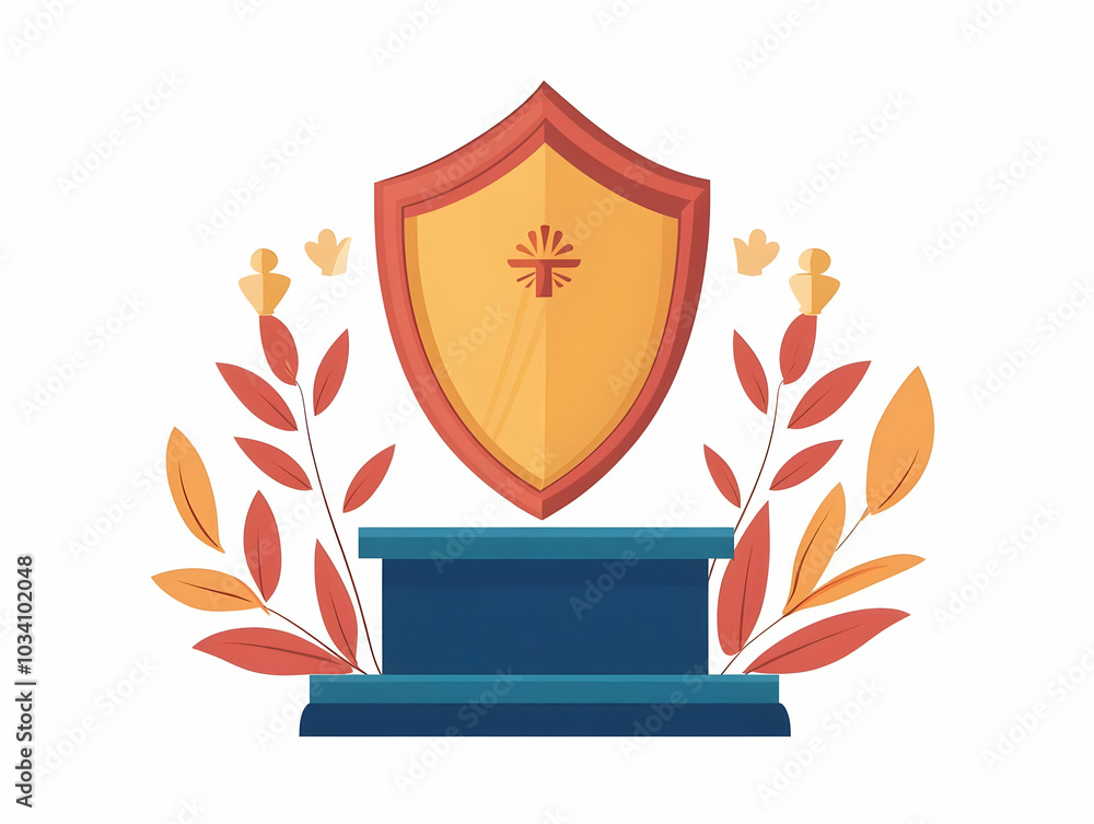 Canvas Prints Flat Integrity Shield Podium with Rising Prediction Graph - Medium Shot Illustration for Election Security Messaging in Clean Vector Style