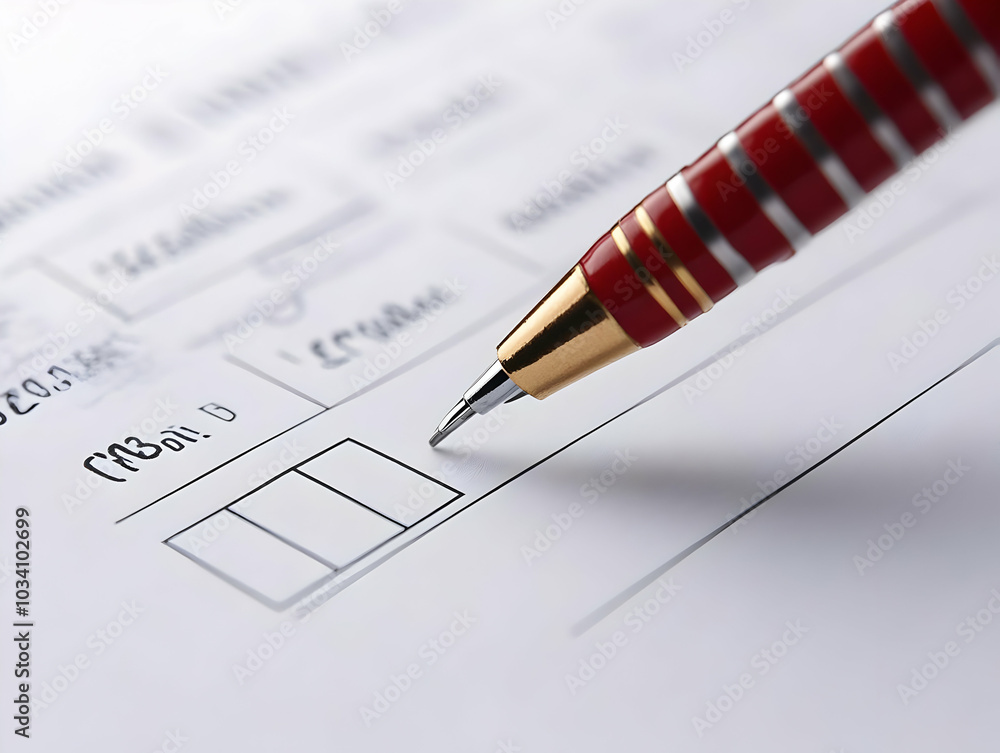 Poster flat glossy ballot macro shot with policy checklist concept for informed voting promotion - simple v