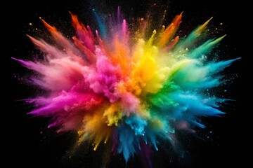 Fototapeta premium Colorful rainbow holi paint color powder explosion isolated white background