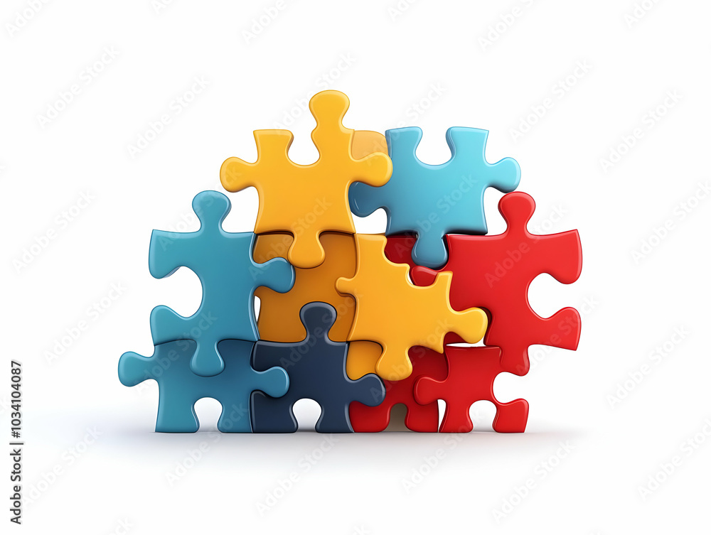 Poster flat glossy puzzle pieces concept: close-up of missing pieces in a policy document for collaborative