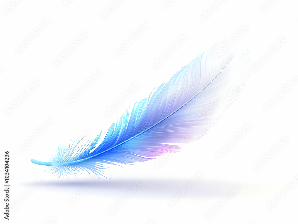 Poster flat floating holographic white feather quill writing positive scripts in air - capturing the power 
