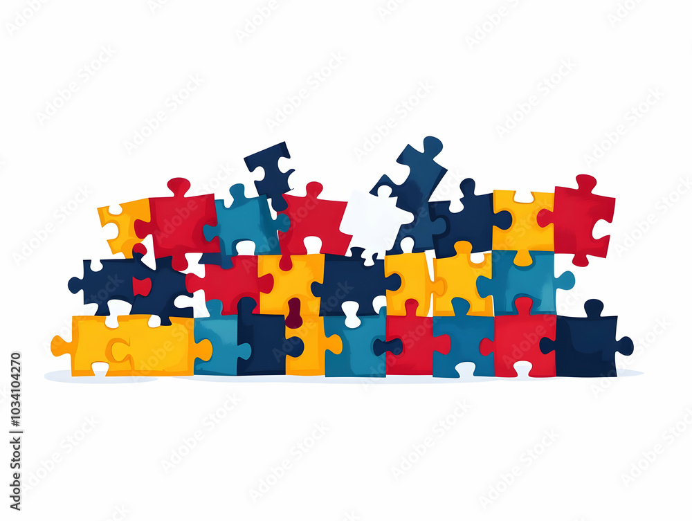 Poster flat puzzle pieces forming a complete ballot: vector illustration of informed decision making with f