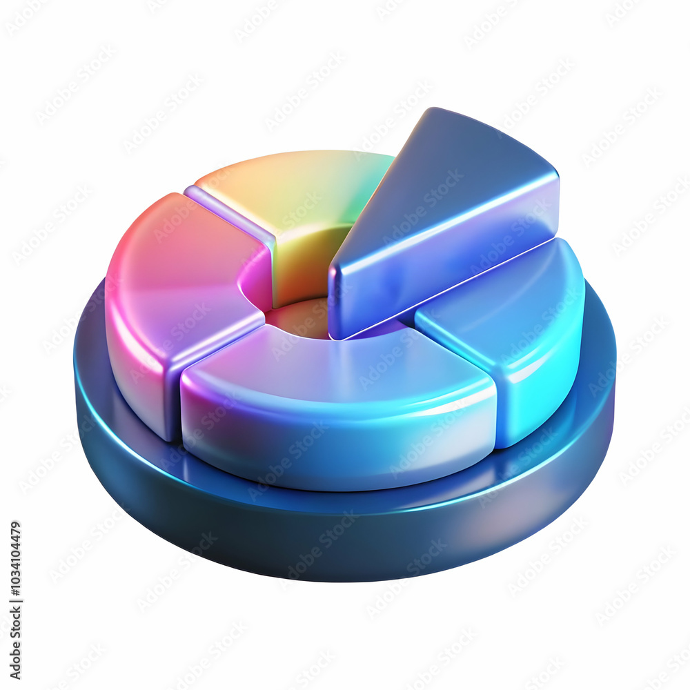 Aufkleber close up of a holographic business pie chart glowing light - macro shot of futuristic data analysis 