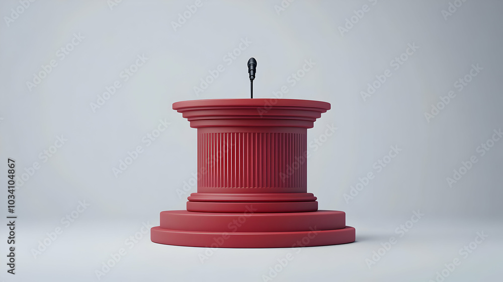 Poster 3d podium with real-time fact-checking display for political statements - medium shot of podium with