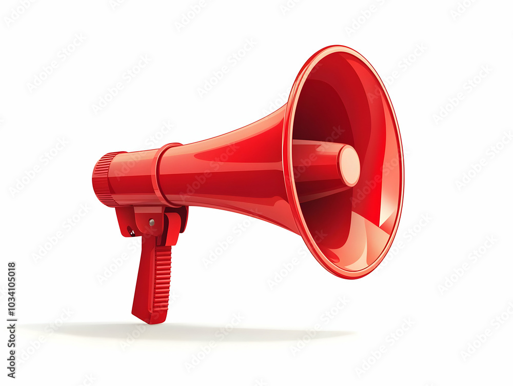 Poster flat glossy megaphone macro shot with expanding sound waves - perfect for get out the vote messaging