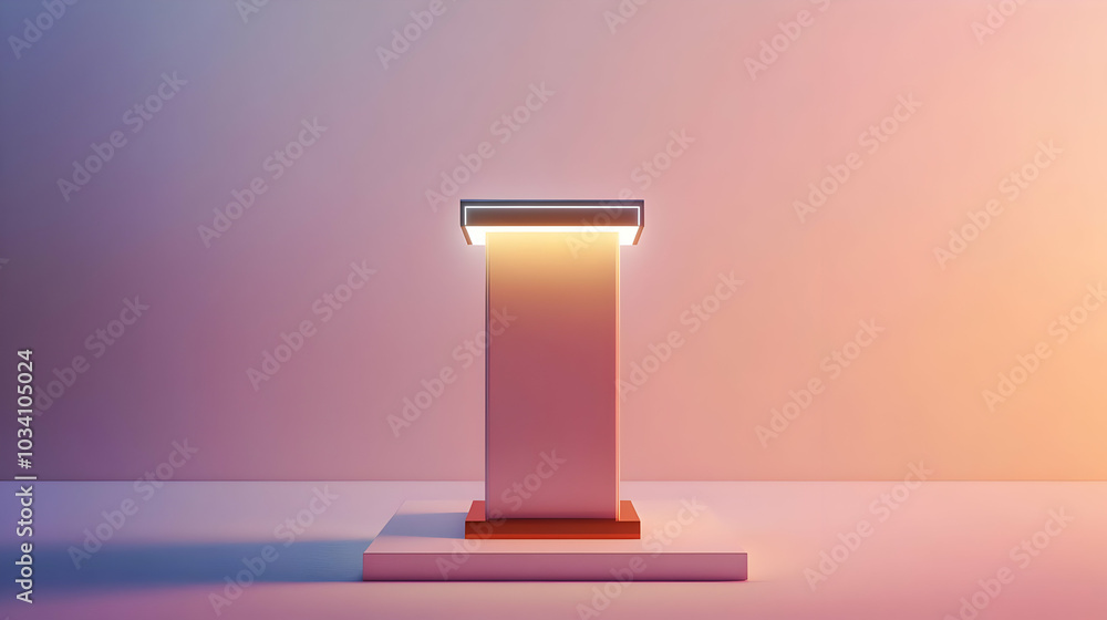 Poster 3d podium concept featuring real-time fact checking display for political statements - medium shot w